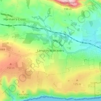 Langton Matravers topographic map, elevation, terrain