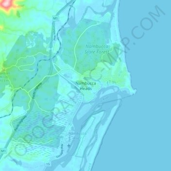 Nambucca Heads topographic map, elevation, terrain
