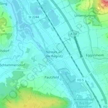 Neuses an der Regnitz topographic map, elevation, terrain