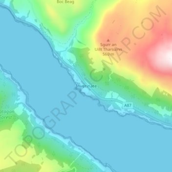 Inverinate topographic map, elevation, terrain