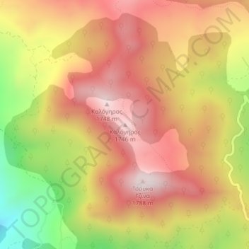 Kalogiros topographic map, elevation, terrain