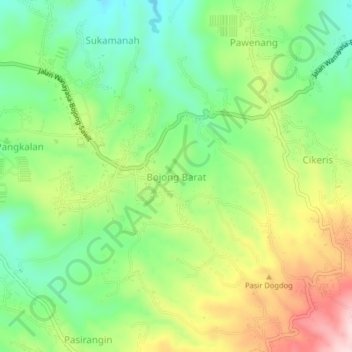 Bojong Barat topographic map, elevation, terrain