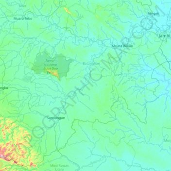Mandiangin topographic map, elevation, terrain