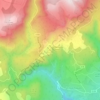 Le Village topographic map, elevation, terrain