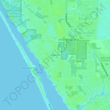 Manasota topographic map, elevation, terrain