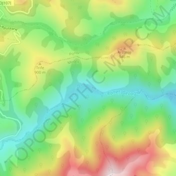 Oncești topographic map, elevation, terrain