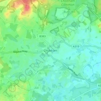 Chobham topographic map, elevation, terrain