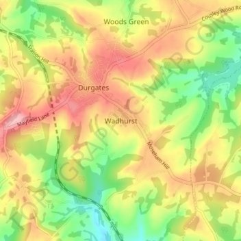 Wadhurst topographic map, elevation, terrain