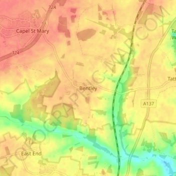 Bentley topographic map, elevation, terrain