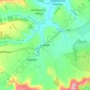 Ludwell topographic map, elevation, terrain