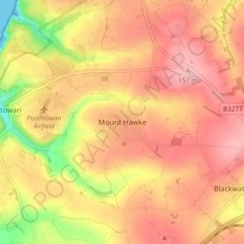 Mount Hawke topographic map, elevation, terrain