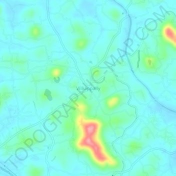 Villiappally topographic map, elevation, terrain