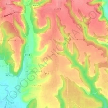 Vața topographic map, elevation, terrain