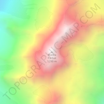 Malika Parbat topographic map, elevation, terrain