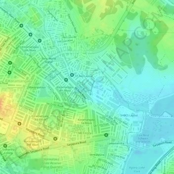 S T Bed Park and Field at 8th Cross topographic map, elevation, terrain