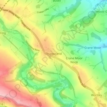 Thurgoland topographic map, elevation, terrain