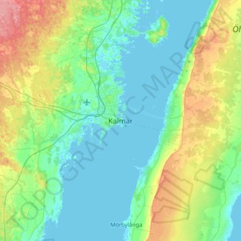 Kalmar topographic map, elevation, terrain