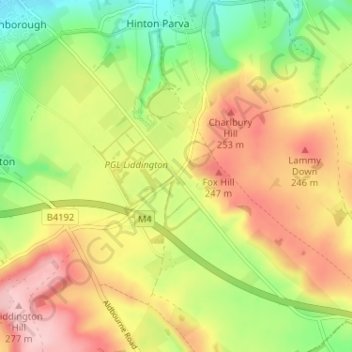 Foxhill topographic map, elevation, terrain