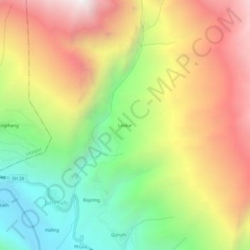 Lindur topographic map, elevation, terrain