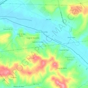 Casal das Neras topographic map, elevation, terrain