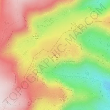 Calf Crag topographic map, elevation, terrain