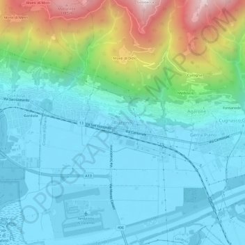 Riazzino topographic map, elevation, terrain