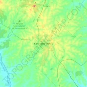 Yamoussoukro topographic map, elevation, terrain