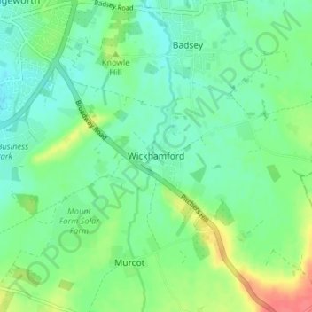 Wickhamford topographic map, elevation, terrain