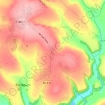 Bryngwyn topographic map, elevation, terrain