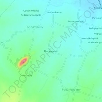 Thoppampatti topographic map, elevation, terrain