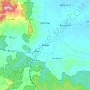 Sedan topographic map, elevation, terrain