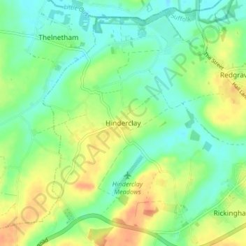 Hinderclay topographic map, elevation, terrain