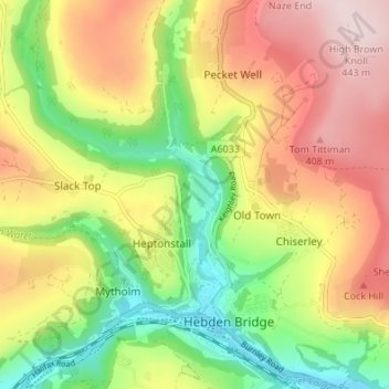 Lower Lee topographic map, elevation, terrain