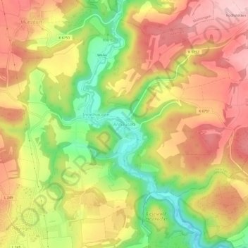 Anhausen topographic map, elevation, terrain