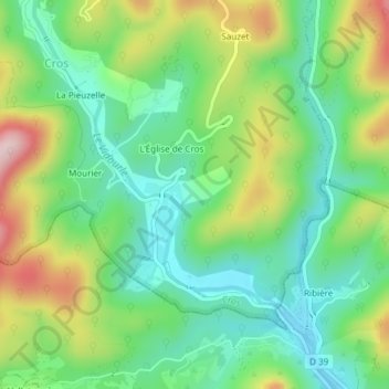 Cévenne topographic map, elevation, terrain