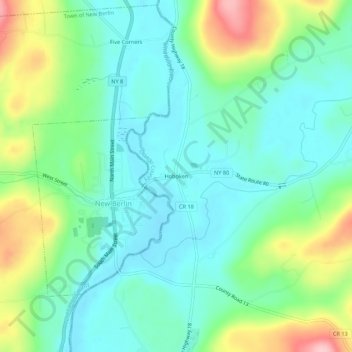 Hoboken topographic map, elevation, terrain