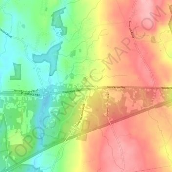 South Killingly topographic map, elevation, terrain