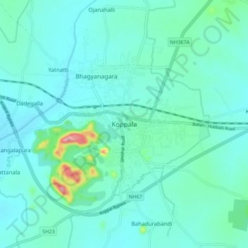 Koppala topographic map, elevation, terrain
