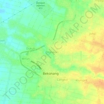 Demakan topographic map, elevation, terrain