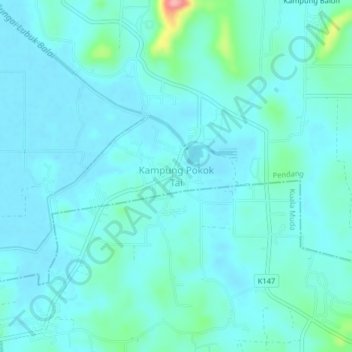 Kampung Pokok Tai topographic map, elevation, terrain