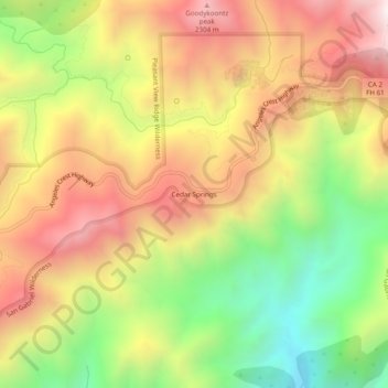 Cedar Springs topographic map, elevation, terrain