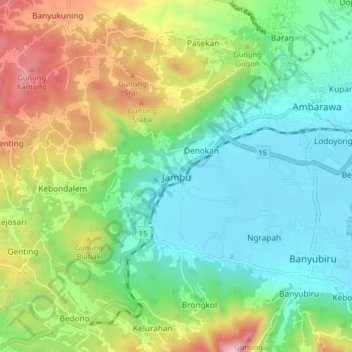 Jambu topographic map, elevation, terrain