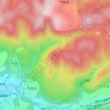 東ノ峰 topographic map, elevation, terrain