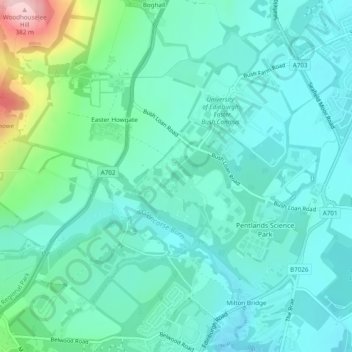 Edinburgh Technopole topographic map, elevation, terrain