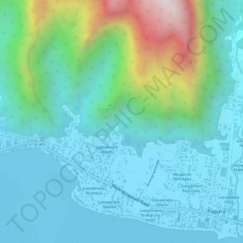 Area topographic map, elevation, terrain