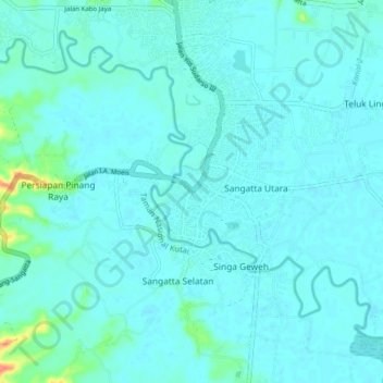 Sangatta topographic map, elevation, terrain