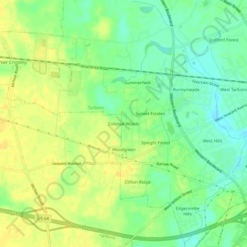 Colonial Woods topographic map, elevation, terrain