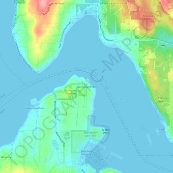 Wautauga Beach topographic map, elevation, terrain