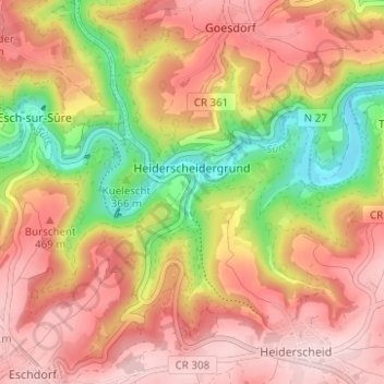 Heiderscheidergrund topographic map, elevation, terrain