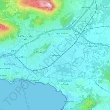 La Garde topographic map, elevation, terrain